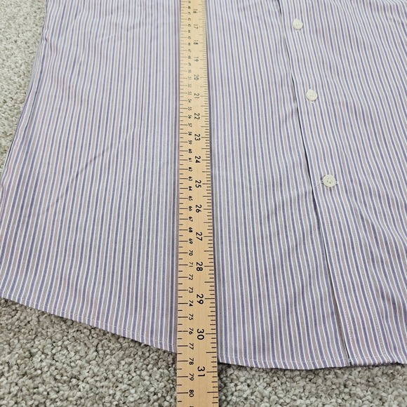 Eddie Bauer Mens Large Relaxed Fit Purple Pink Striped Button Down Shirt NWOT
 L - Picture 4 of 7